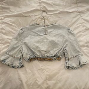 Denim crop top size small with tags we wore what